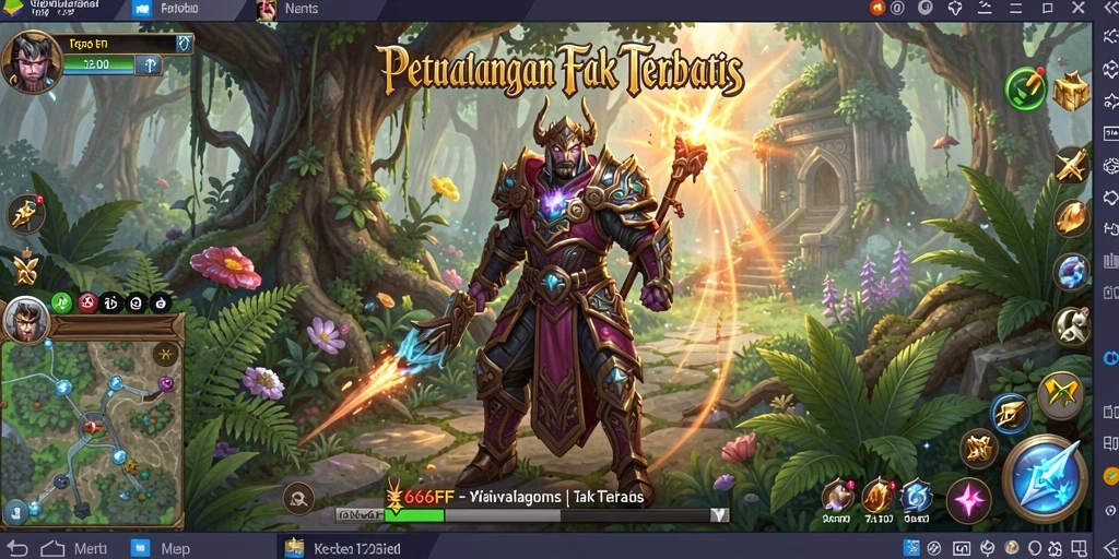 Tampilan gameplay <strong>666FF</strong> yang menampilkan pertarungan epik dan eksplorasi dunia.