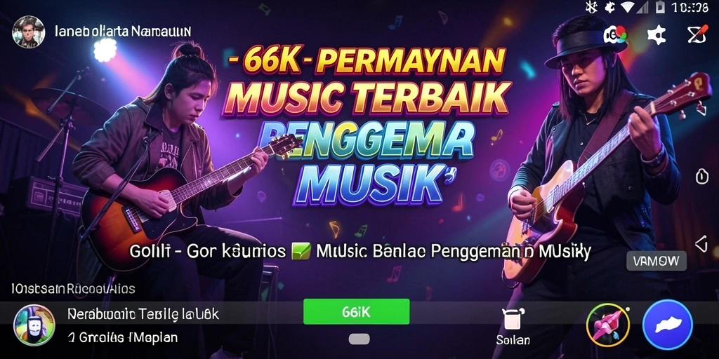 Tampilan gameplay 66K yang memukau dengan berbagai lagu menarik.