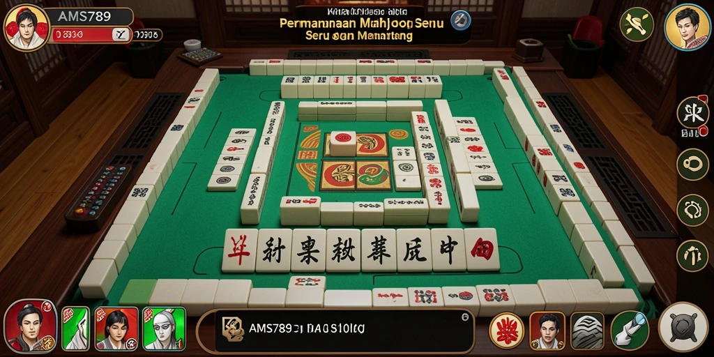 Screenshot gameplay AMS789 menampilkan pengalaman Mahjong yang seru.