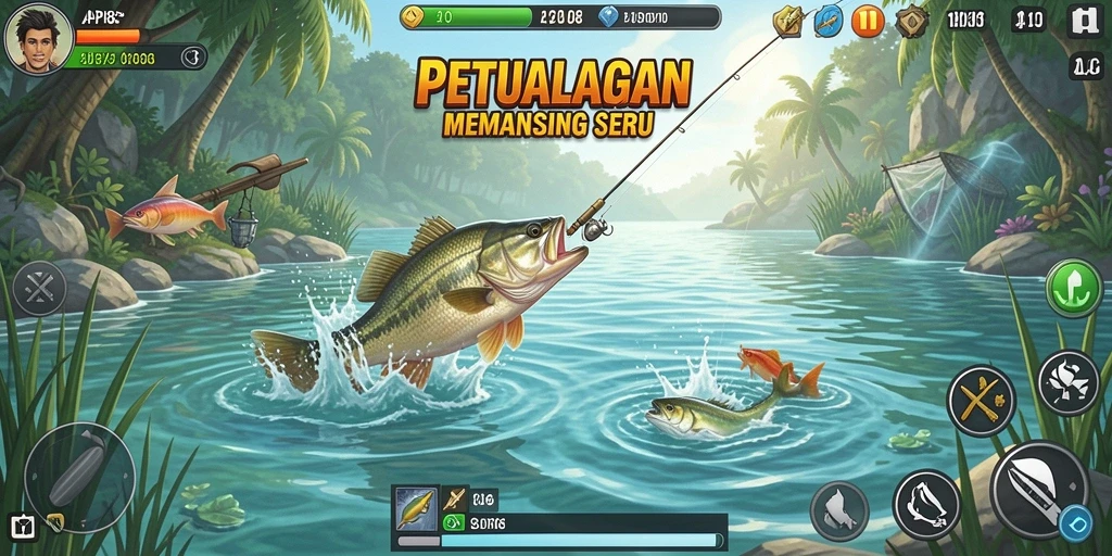 Tampilan gameplay <strong>API88</strong> yang mendebarkan saat menangkap ikan besar.