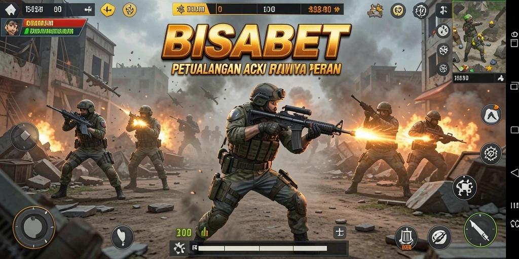 Menggambarkan aksi seru dalam <strong>BISABET</strong> saat bertarung melawan musuh.