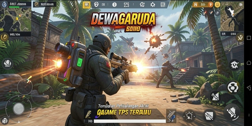Screenshot dari gameplay DEWAGARUDA yang menampilkan aksi seru.