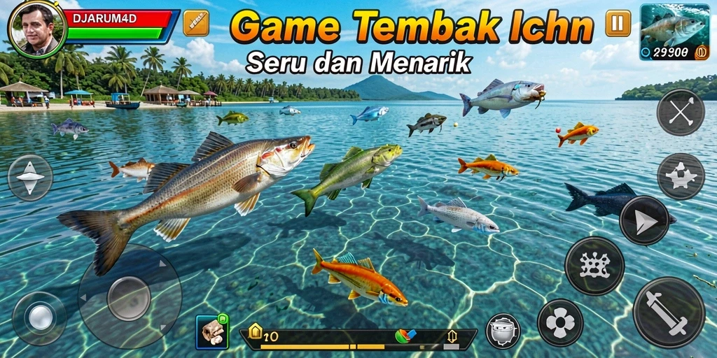 Tampilan gameplay seru dalam DJARUM4D saat menembak ikan.