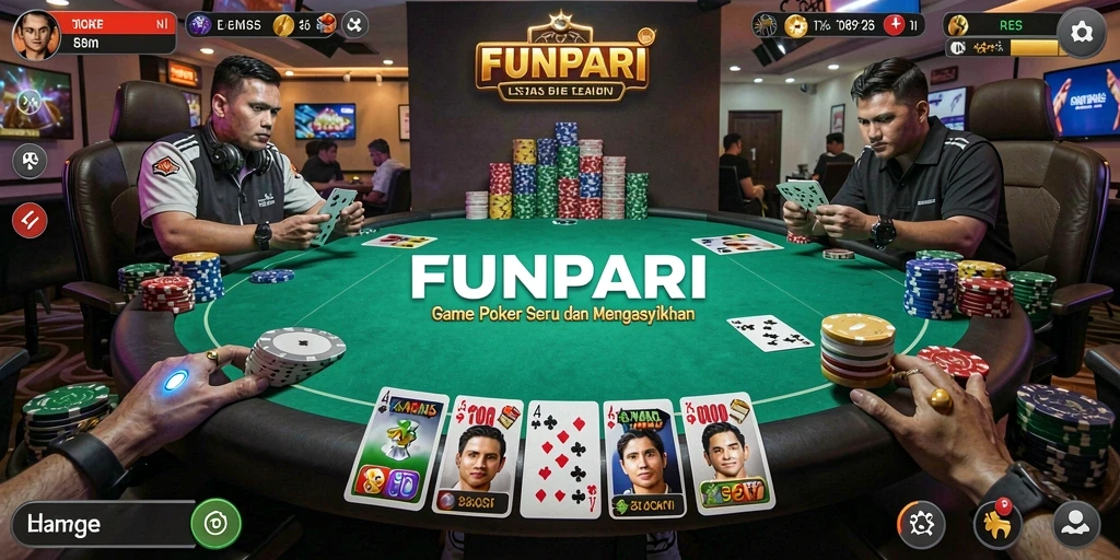 Tampilan gameplay <strong>FUNPARI</strong> yang memukau saat seru-seruan bermain Poker.