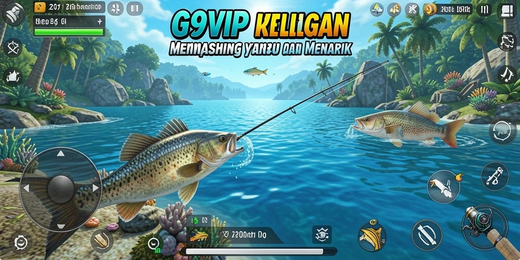 Gameplay G9VIP yang menampilkan aksi memancing yang mendebarkan.