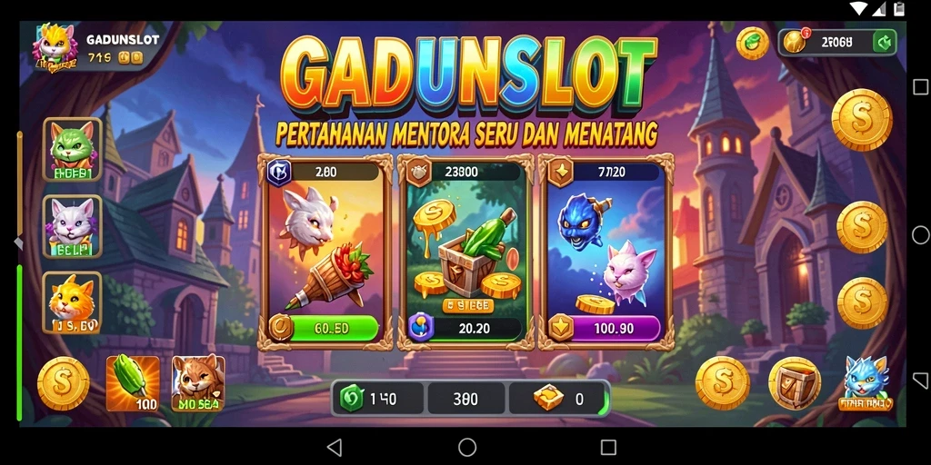 Tampilan gameplay GADUNSLOT yang menegangkan di arena Tower Defense.