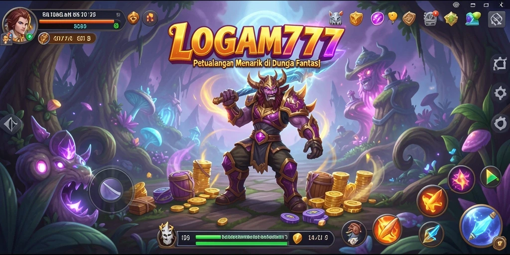 Tampilan gameplay LOGAM777 menunjukkan aksi petualangan yang seru.