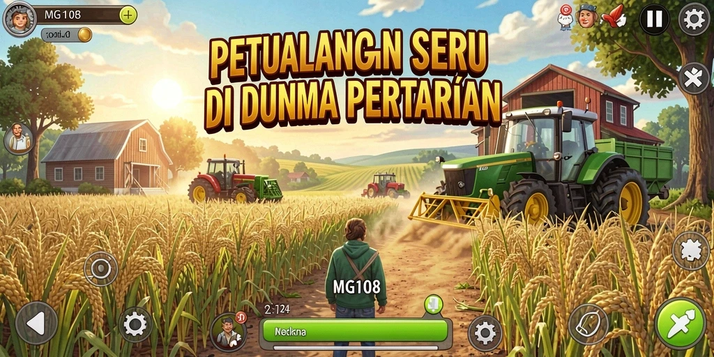 Tampilan menarik dari gameplay pertanian di MG108.