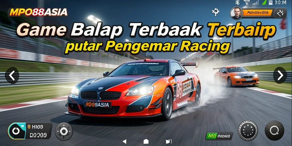 Screenshot gameplay MPO88ASIA yang menunjukkan aksi balapan cepat.