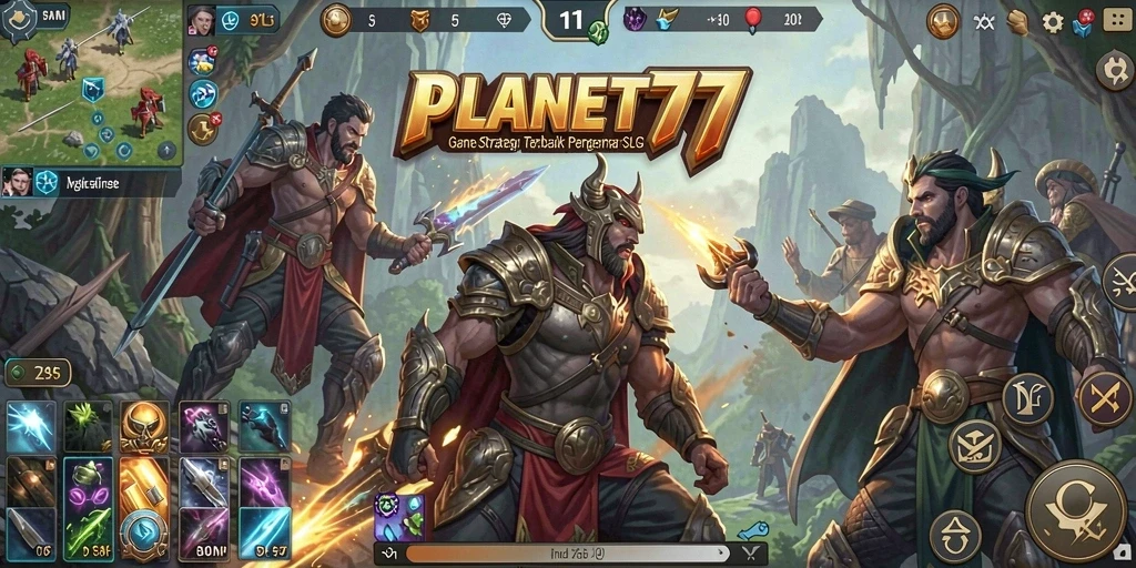 Screenshot menampilkan pertempuran strategis yang seru di PLANET77.