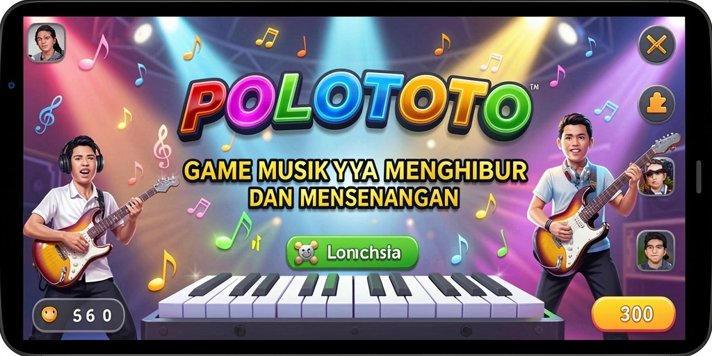 Screenshot gameplay POLOTOTO yang menampilkan momen seru saat bermain musik.
