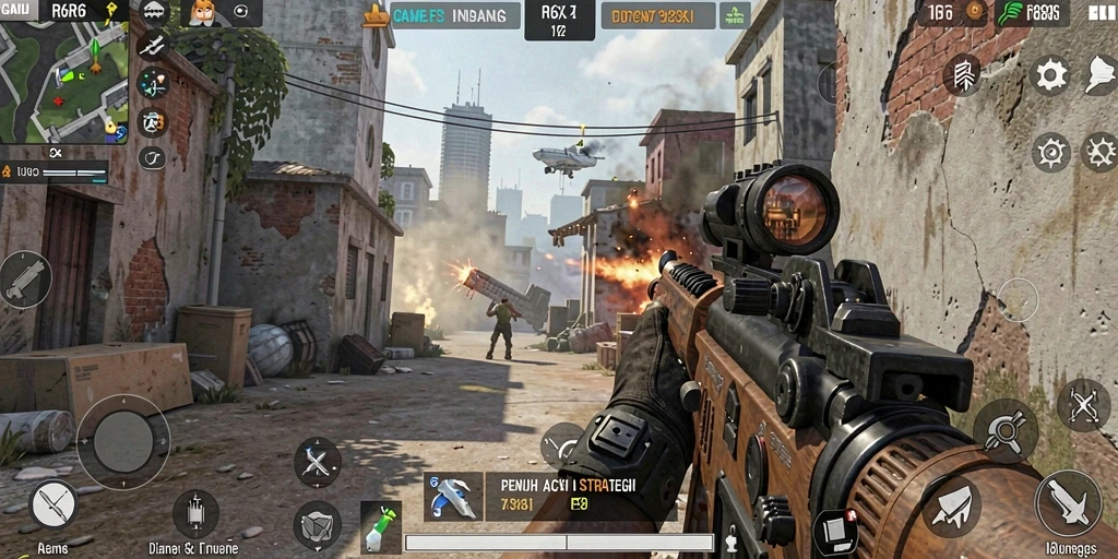 Screenshot gameplay <strong>R6R6</strong> menampilkan aksi tembak-menembak yang mendebarkan.