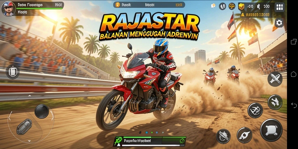 Gameplay balapan motor yang mendebarkan dan penuh aksi.