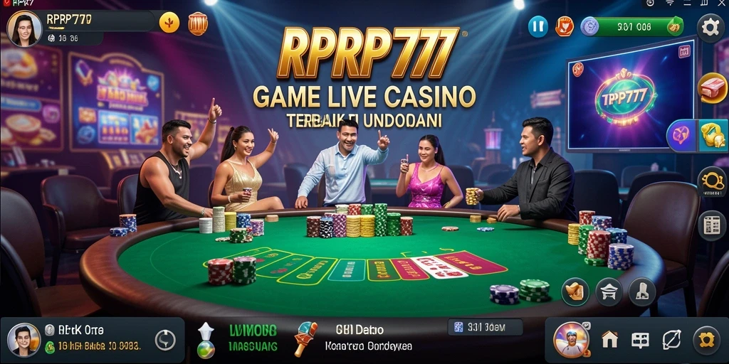 Tampilan gameplay RPRP777 dengan dealer profesional dan interaksi langsung.