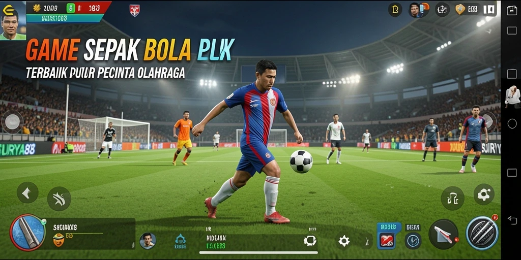 Tampilan gameplay mendebarkan dalam SURYA88 dengan aksi sepak bola yang intens.